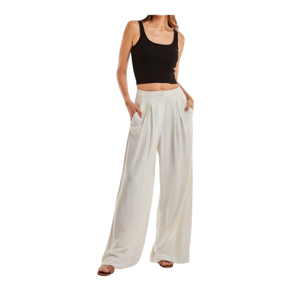 The Noli Shop Women's Linen Pant White Size M Seychelles Relaxed $MSRP $125 - Picture 10 of 12